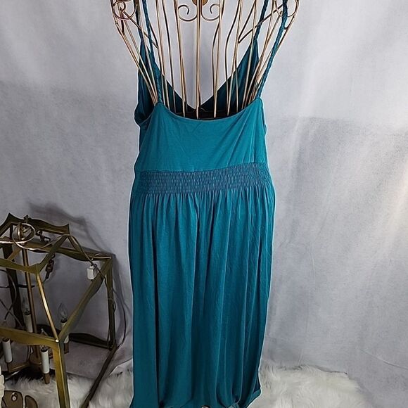 🔥Sundance Size S Braided Strap Smocked Waist Teal  Dress - Picture 3 of 12